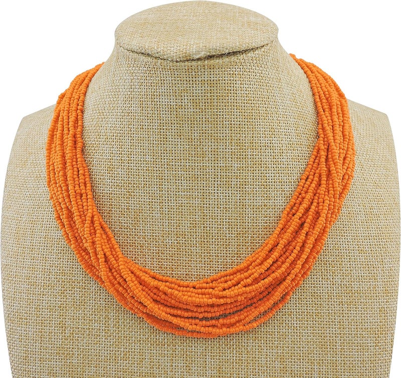 Coiris Beaded Strand Necklace for Women Boho Chunky Beaded Strand Necklace Bohemian Summer Beach Necklace Jewelry for Women(N0059-Black) - Image 4